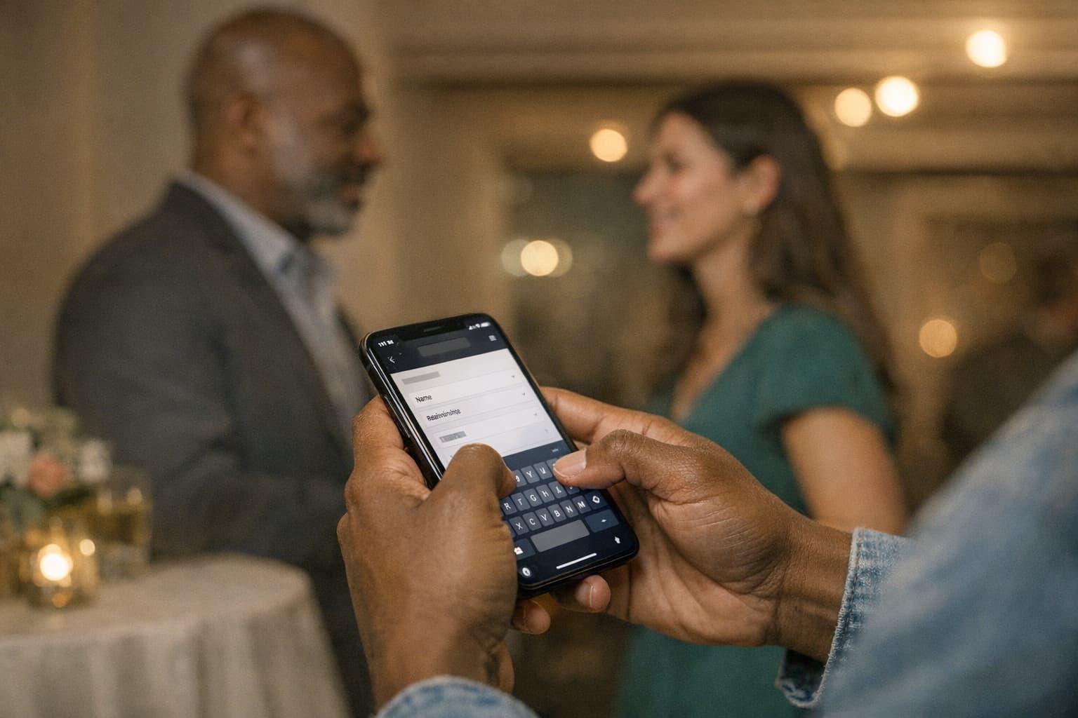 Contact details captured on a phone during a live conversation.