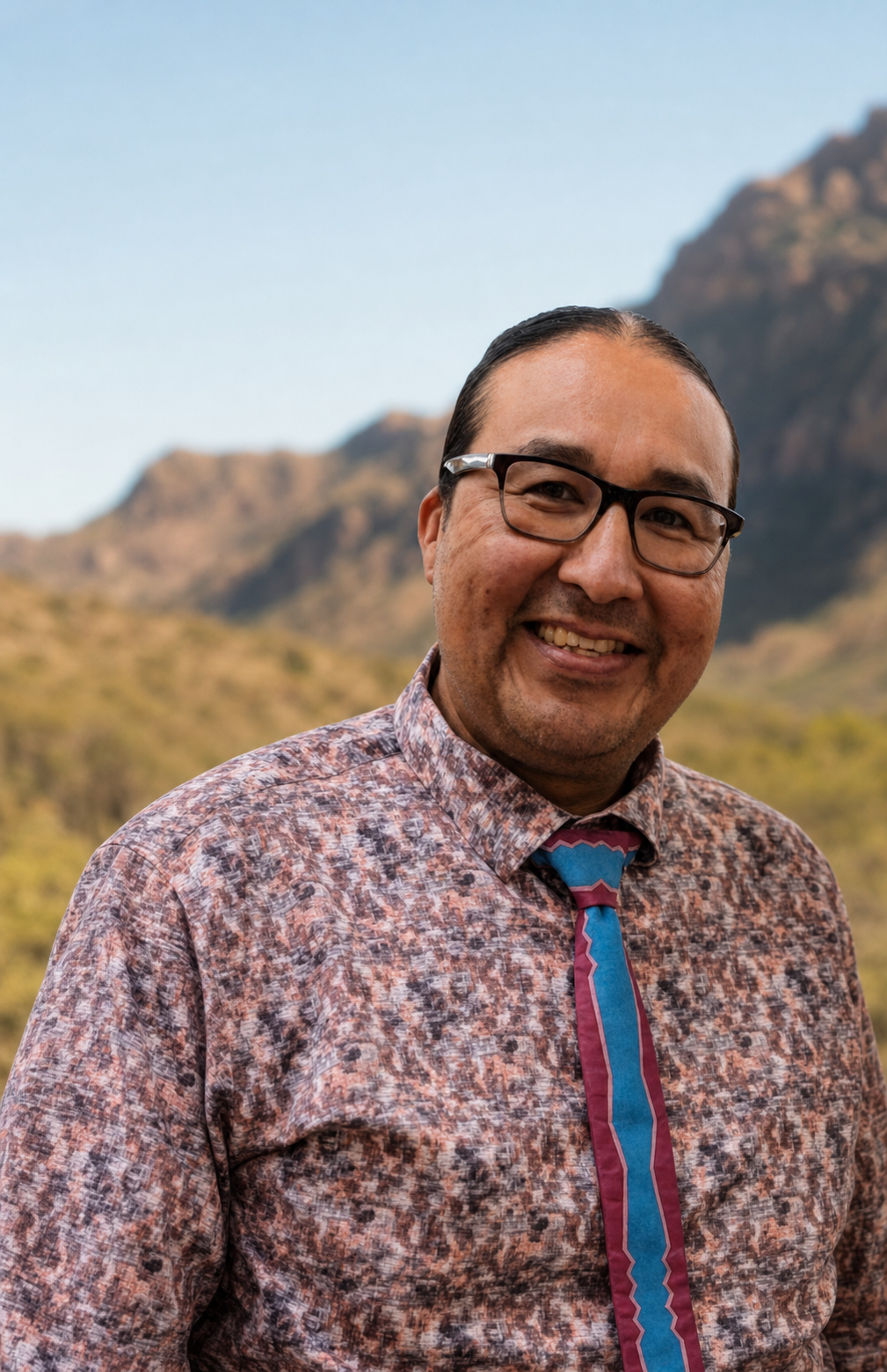 Quinton Antone in front of Baboquivari Mountain.